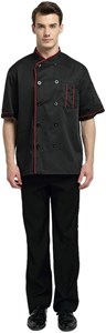 Picture of TOPTIE Short Sleeve Chef Jacket Kitchen Cook Coat Stripe Uniforms