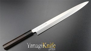 Show details for Tsukiji Masamoto Aoko #1 Yanagi with Ebony Handle and Ebony Saya Picture of Tsukiji Masamoto Aoko #1 Yanagi with Ebony Handle and Ebony Saya