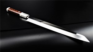 Picture of Akazawa ZDP189 Mirror Honyaki Kengata with Snake Wood Handle 270mm ( Sold Out , Pre-orderable )