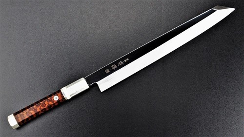 Picture of Akazawa ZDP189 Mirror Honyaki Kengata with Snake Wood Handle 270mm ( Sold Out , Pre-orderable )