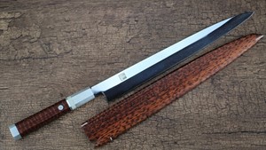 Picture of Akazawa's Chou Ao-Ko Whole Mirror Polished 300mm Honyaki Yanagi ( Sold Out , Pre-orderable )