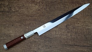 Picture of Akazawa's Chou Ao-Ko Whole Mirror Polished 300mm Honyaki Yanagi ( Sold Out , Pre-orderable )