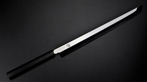 Picture of Akazawa Hokoshin (Yoshikazu-Ikeda) 3 sides Mirror Shiro-ichi-ko Mizu-Honyaki Sakimaru Free Upgrade Gokujyou Ebony Saya Cover ( Semi handmade )（Market price $138）+Triple Nickel Silver Ring Handle