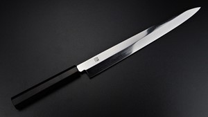 Picture of Akazawa Hokoshin (Yoshikazu-Ikeda) 3 sides Mirror Ao-ichi-ko Mizu-Honyaki Yanagi Free Upgrade Gokujyou Ebony Saya Cover ( Semi handmade )（Market price $138）+Triple Nickel Silver Ring Handle