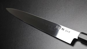 Picture of Akazawa Hokoshin (Yoshikazu-Ikeda) 3 sides Mirror Ao-ichi-ko Mizu-Honyaki Yanagi Free Upgrade Gokujyou Ebony Saya Cover ( Semi handmade )（Market price $138）+Triple Nickel Silver Ring Handle