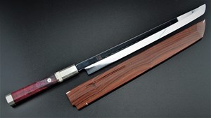 Picture of  Akazawa Hokoshin  (Yoshikazu-Ikeda+Ino Shinpei 伊野信平) 3 sides Mirror Ao-ko Honyaki Sakimaru 300mm (SOLD OUT)