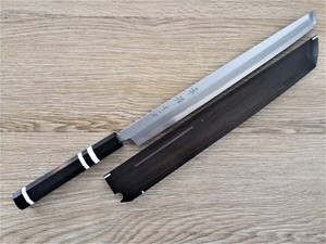 Show details for Akazawa Togashi Ao-Ko Sakimaru 300mm Free upgrade Gokujyou Ebony Saya Cover ( Semi handmade )(Market price $138)+Ebony Triple White Ring Picture of Akazawa Togashi Ao-Ko Sakimaru 300mm Free upgrade Gokujyou Ebony Saya Cover ( Semi handmade )(Market price $138)+Ebony Triple White Ring