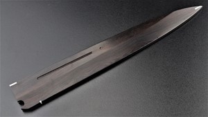 Picture of Akazawa Hokoshin (Yoshikazu-Ikeda) 3 sides Mirror Ao-ichi-ko Mizu-Honyaki Yanagi Free Upgrade Gokujyou Ebony Saya Cover ( Semi handmade )（Market price $138）+Triple Nickel Silver Ring Handle