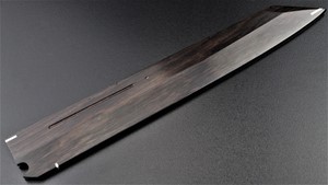 Picture of Akazawa Hokoshin (Yoshikazu-Ikeda) 3 sides Mirror Ao-ko Mizu-Honyaki Kengata Free Upgrade Gokujyou Ebony Saya Cover ( Semi handmade )（Market price $138）+Triple Nickel Silver Ring Handle