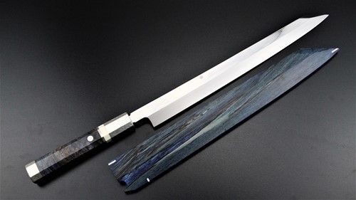 图片 赤澤 雪山富士山 滿月 本燒 鏡面仕上 切付柳刃330mm ( 聯系客服購買)