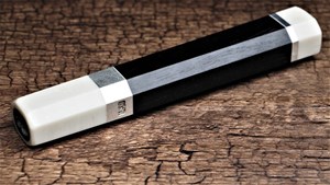 Picture of Crystal ivory bolster ebony Handle Extra Thick Double Silver Ring with Disorderly lines for Yanagi
