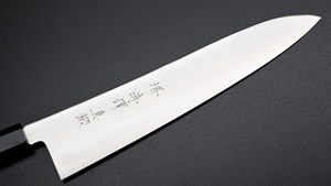 图片 赤澤 真鍛 (超級青鋼)  和牛刀 配黑檀3白銅柄和雞翅木刀鞘
