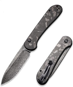 图片 CIVIVI Pocket Folding Knife with 3.47" Damascus Blade Marble Carbon Fiber Handle, Button Lock Elementum Knife for EDC C2103DS-3