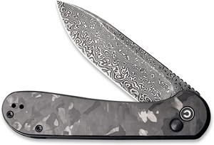 Picture of CIVIVI Pocket Folding Knife with 3.47" Damascus Blade Marble Carbon Fiber Handle, Button Lock Elementum Knife for EDC C2103DS-3