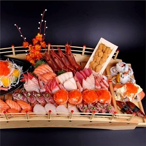 图片 BOLLAER Arch Bridge Sushi Boat, Sushi Tray Sushi Bridge Arched Bottom Sushi Sashimi Container Wooden Arched Bridge Sushi Plate Serving Boat Plate for Restaurant or Home